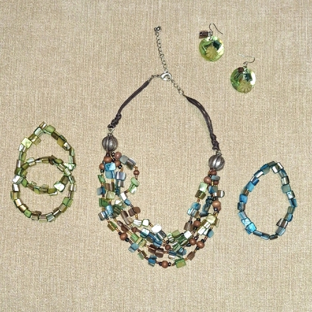 Multicolor Beaded Necklace and Earring Set